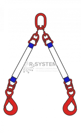 Строп текстильный двухветвевой 2СТ 15 т, 9,5 м звено-крюк SK Строп текстильный двухветвевой 2СТ 15 т, 9,5 м звено-крюк SK - основное фото