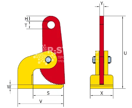 Захват горизонтальный Terrier 4 FHX-V (2 шт), г/п 4 т, лист 0-60 - дополнительное фото 1