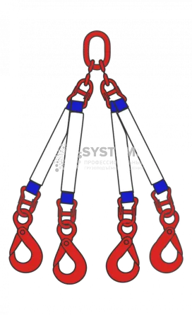 Строп текстильный четырехветвевой 4СТ 5 т, 10 м звено-крюк SK - основное фото