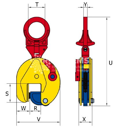 Захват вертикальный Terrier 7.5 TS г/п 7,5 т, лист 0-40 мм - дополнительное фото 1
