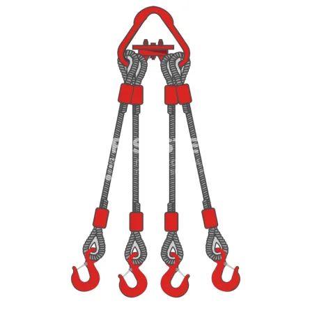 Строп канатный четырехветвевой 4СК 25 т, 3,5 м неоцинкованный - основное фото