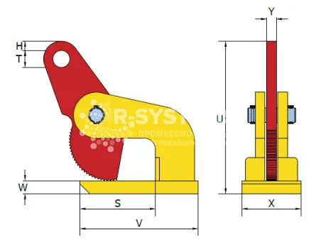 Захват горизонтальный Terrier 4 TDH (2 шт), г/п 4 т, лист 0-50 мм - дополнительное фото 1