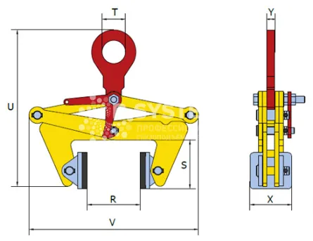Клещевой вертикальный захват Terrier 3 TBLC г/п 3 т, лист 350-500 мм - дополнительное фото 2