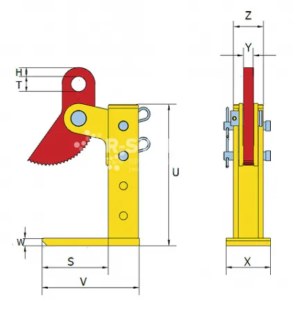 Захват горизонтальный Terrier 1.5 THSK/180 (2 шт), г/п 1,5, лист 3-180 - дополнительное фото 1