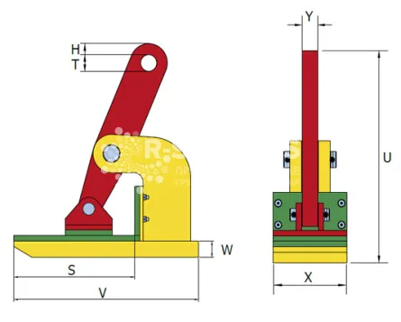 Захват горизонтальный Terrier 1 TNMH (2 шт), г/п 1 т, лист 0-25 мм - дополнительное фото 1